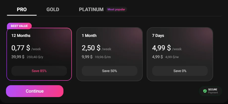 Flipped Chat PRO duration cards on desktop
